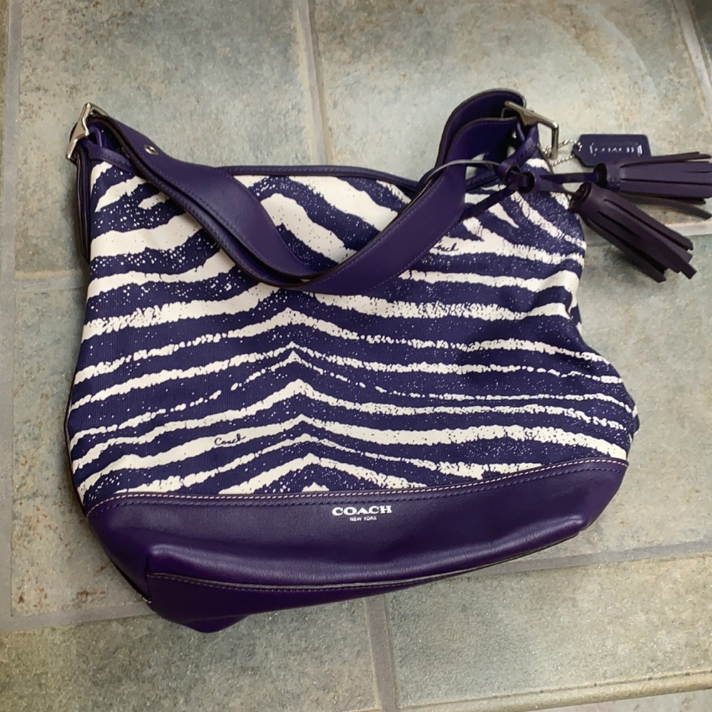 Purple zebra coach bag